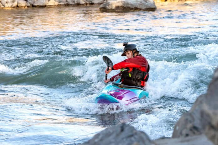 Louise Stanway tests out the Pyranha ReactR whitewater kayak