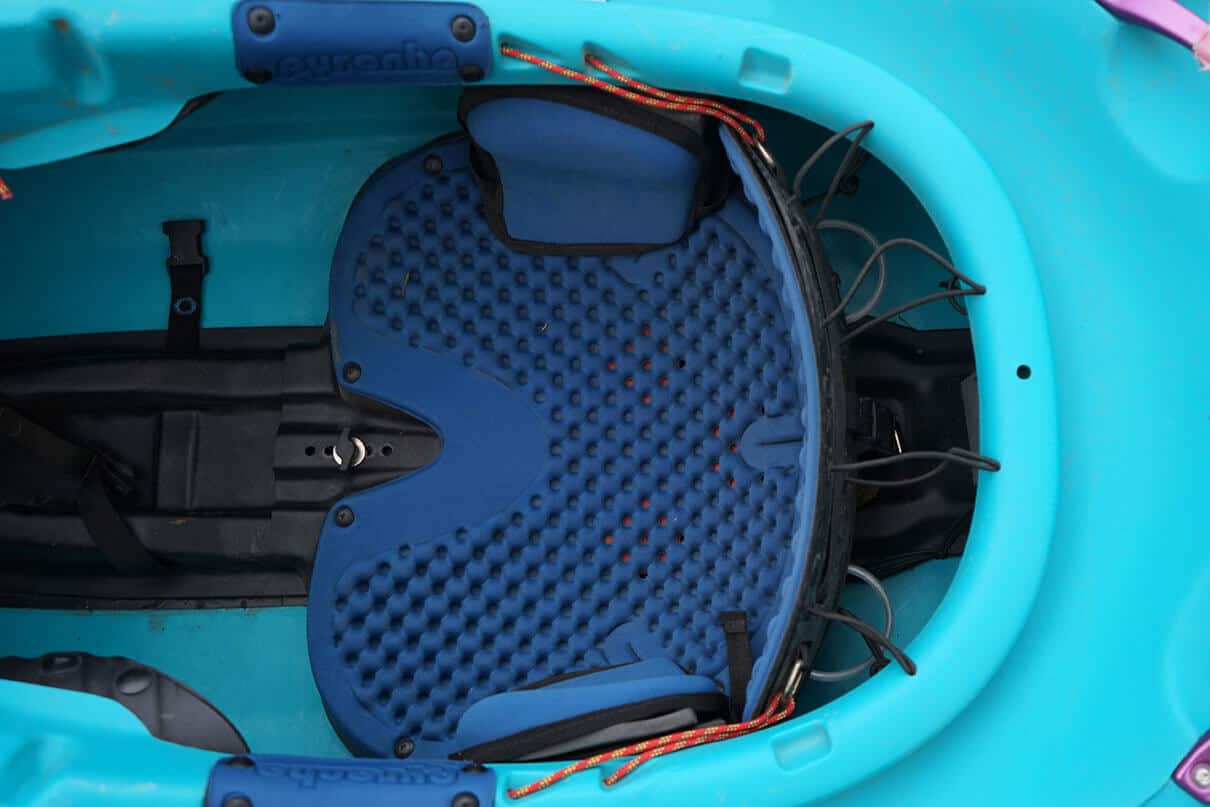 detail photo of Pyranha’s new Elite outfitting system in the ReactR cockpit