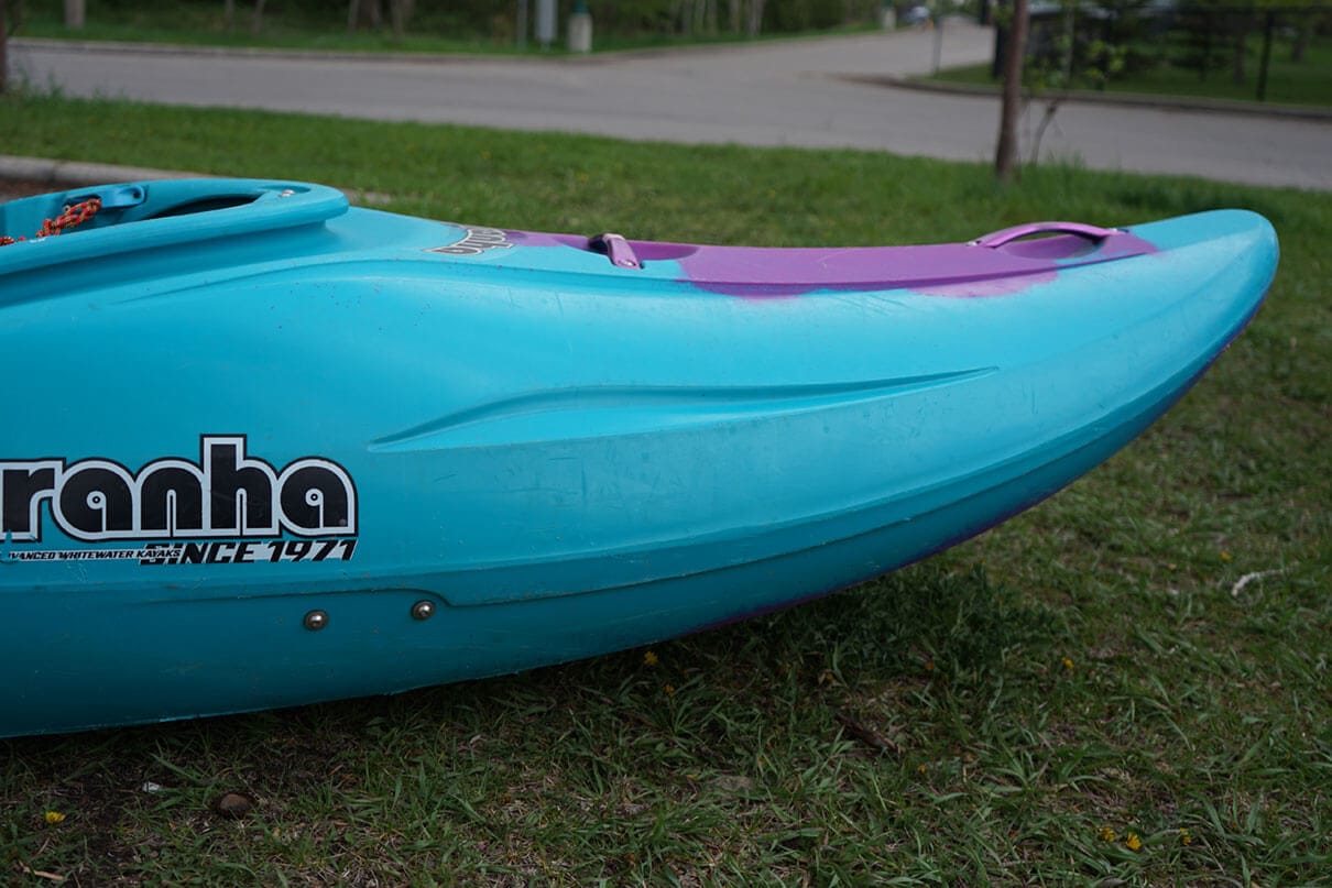 detail photo of rocker on the bow of the Pyranha ReactR
