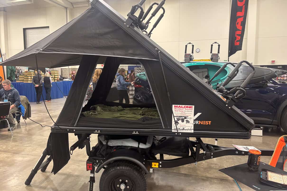 image of pop up tent kayak trailer combination
