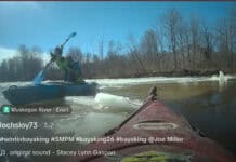 Kayaker Who Was Trapped Under Ice Shares Harrowing Encounter (Video) Image of a kayaker recovering another kayak on the Muskegon River in Michigan