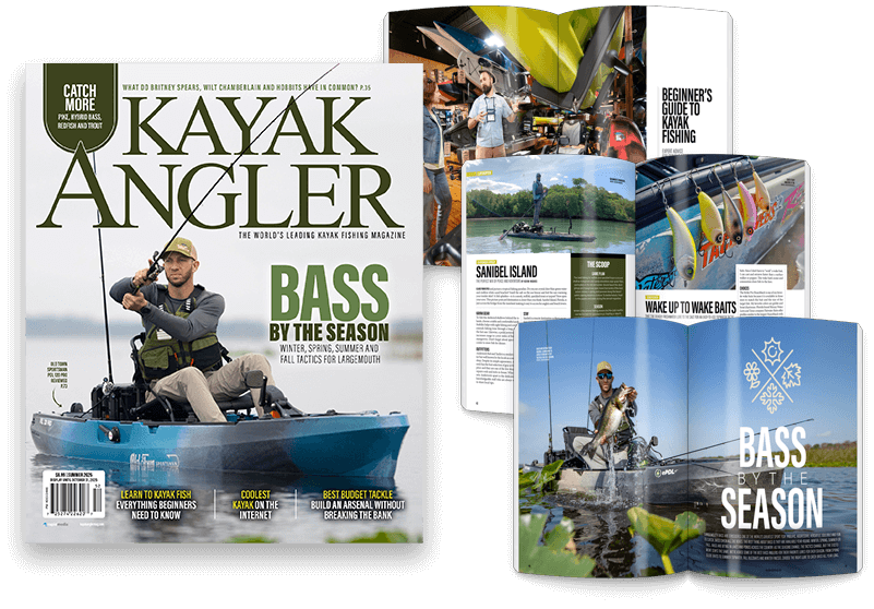 ka55-mockup-c Cover and spreads from Kayak Angler Magazine, Issue 55