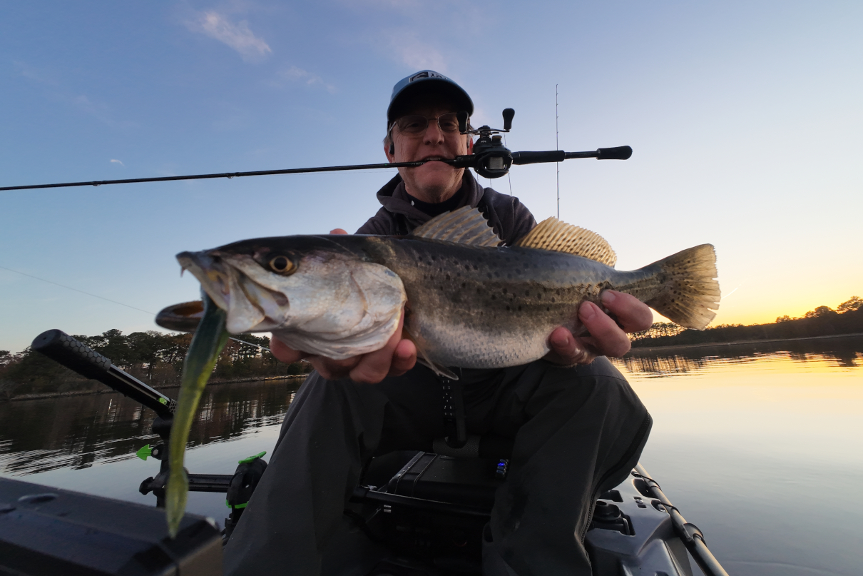Editor Ric Burnley testing baitcasting combos.