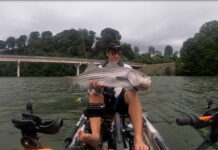 Guided By Osprey, Angler Stumbles Upon Pre-Storm Feeding Frenzy (Video) Micheal Kaal, angler, holds up a striped bass catch