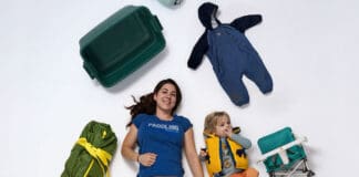 What’s In Editor Marissa Trepanier’s Kit For Canoe Camping With A Toddler Marissa Trepanier poses with her son Sebastian and gear for canoe camping with a toddler