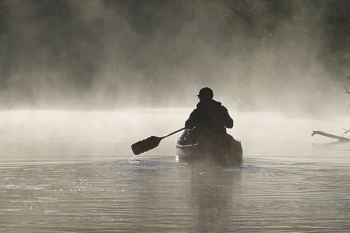 the Esquif Prospecteur 16 paddled in the mist