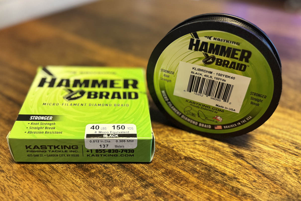 KastKing Hammer Braid heavy-duty braided fishing line.