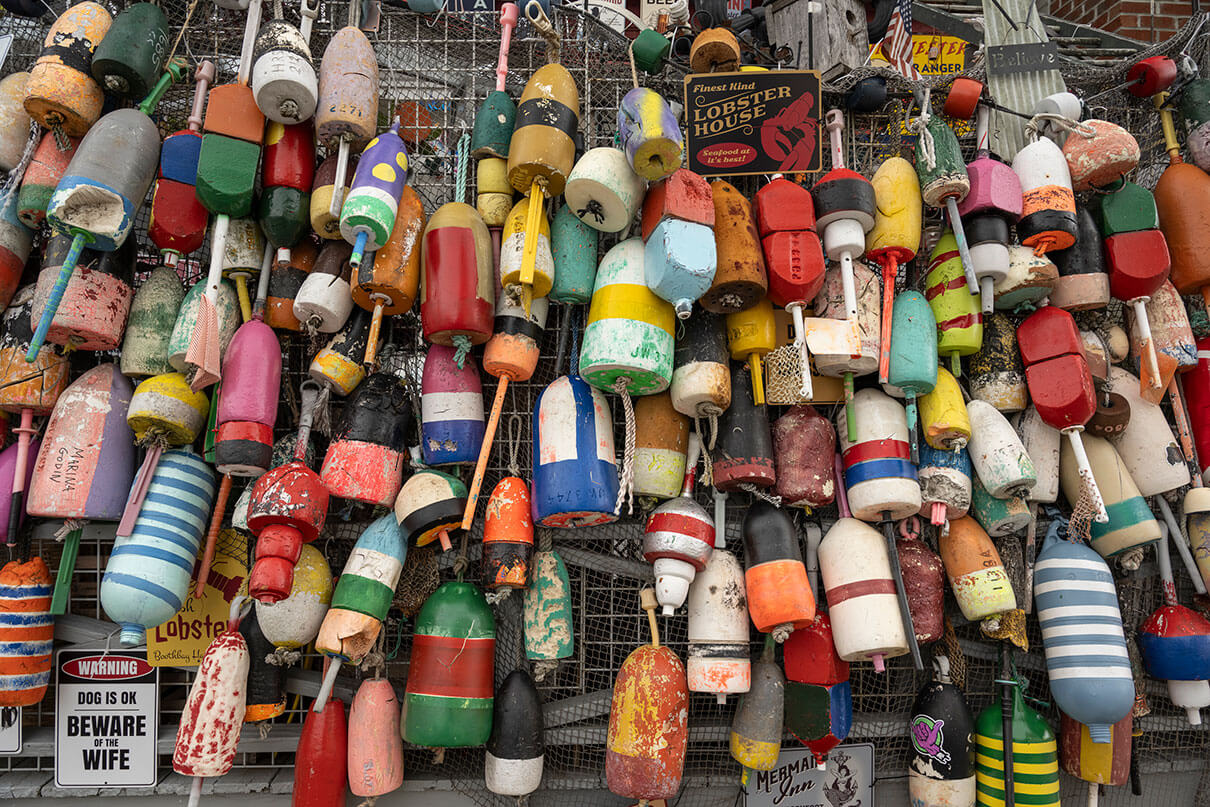 Lobster pot buoys as colorful as Maine's people