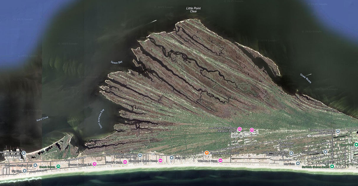 Google Earth screenshot of the Gulf Shores area