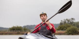 The Kayak From Australia Shaking Up The Inflatable Scene Editor Joe Potoczak paddling the Razor Edge Pro inflatable kayak.