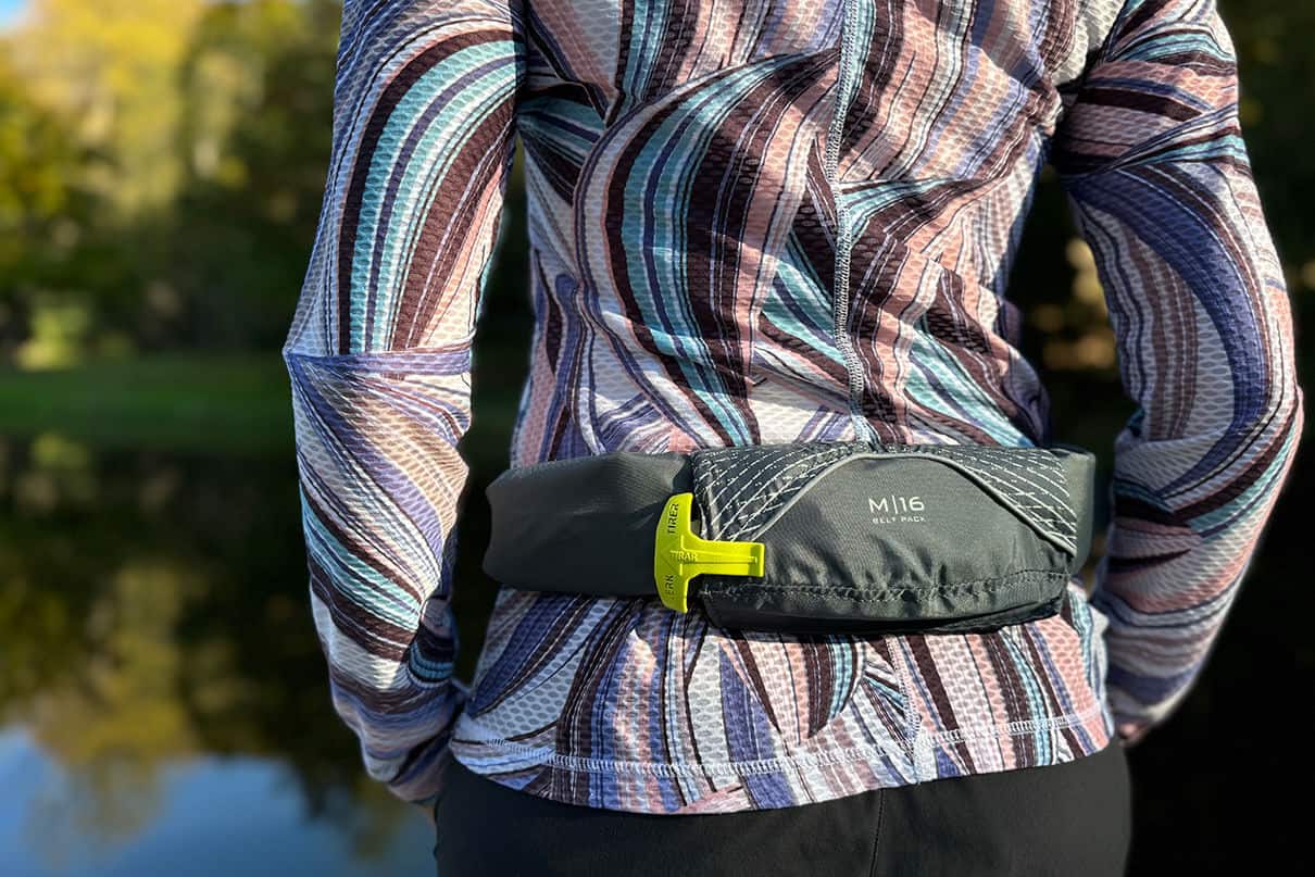 woman wearing an Onyx M16 belt pack PFD