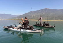 The Biggest Stars In Bass Fishing Give Kayak Fishing A Try Thumbs up for first-time kayak angler Mark Zona