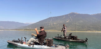 The Biggest Stars In Bass Fishing Give Kayak Fishing A Try Thumbs up for first-time kayak angler Mark Zona
