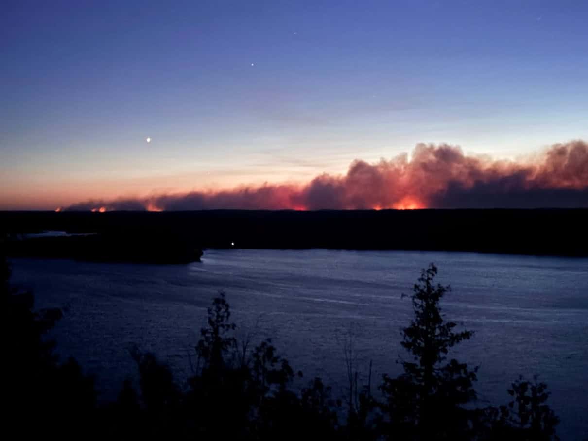 wildfire at night