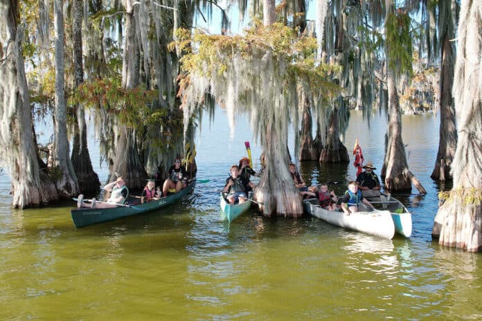 Nikki Bettis (back left) with her flotilla during the Mississippi River expedition