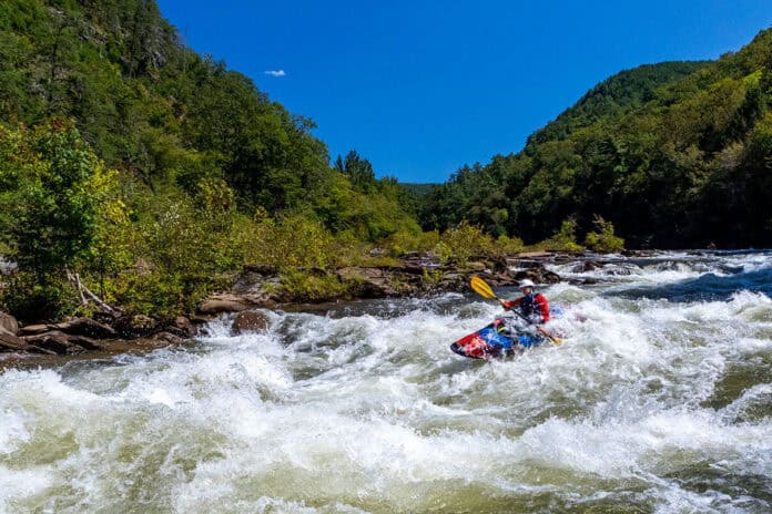 Phoebe Lenhart at Tablesaw Rapid on the Ocoee River