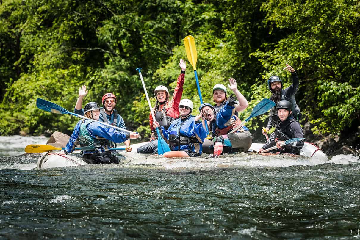 Ocoee raft guide training at Flipper Rapid