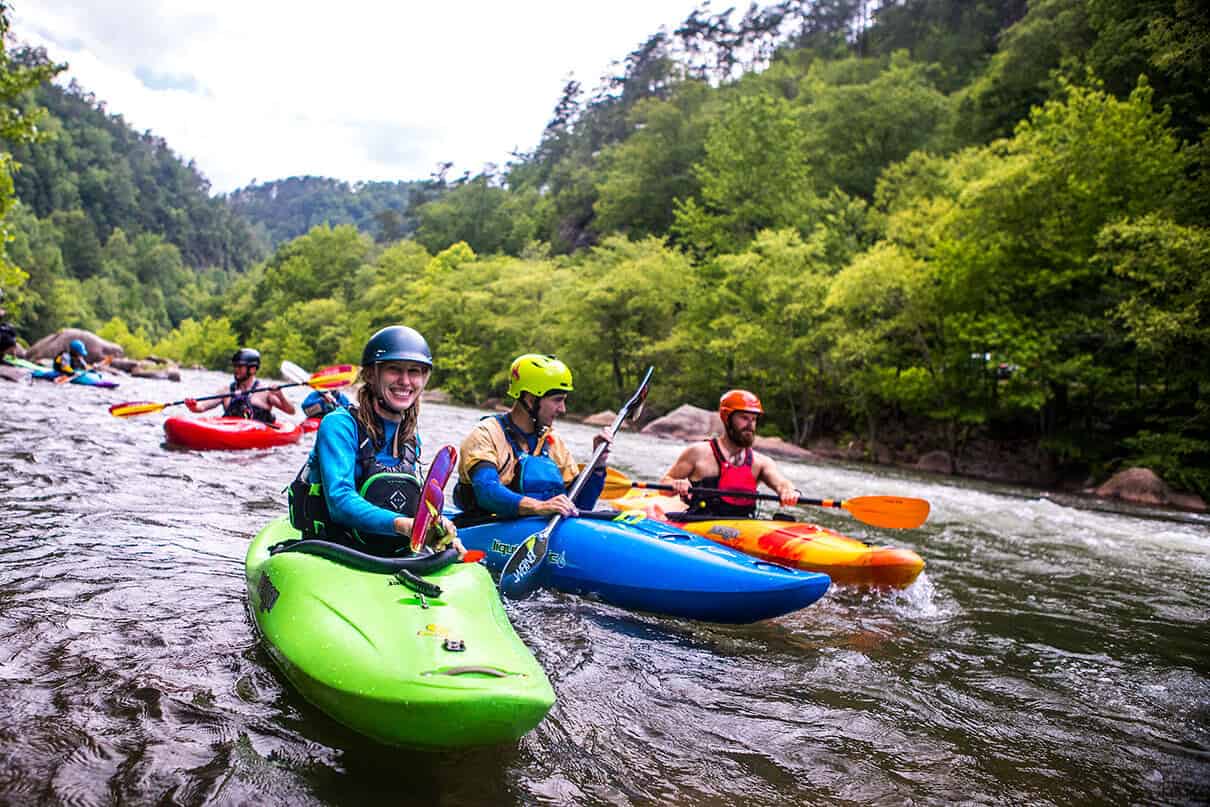 Kate Shaffer and friends below Slice and Dice Rapid