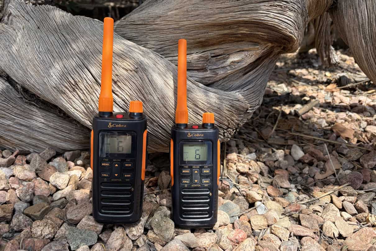 A pair of Cobra Trailblazer 450 radios.