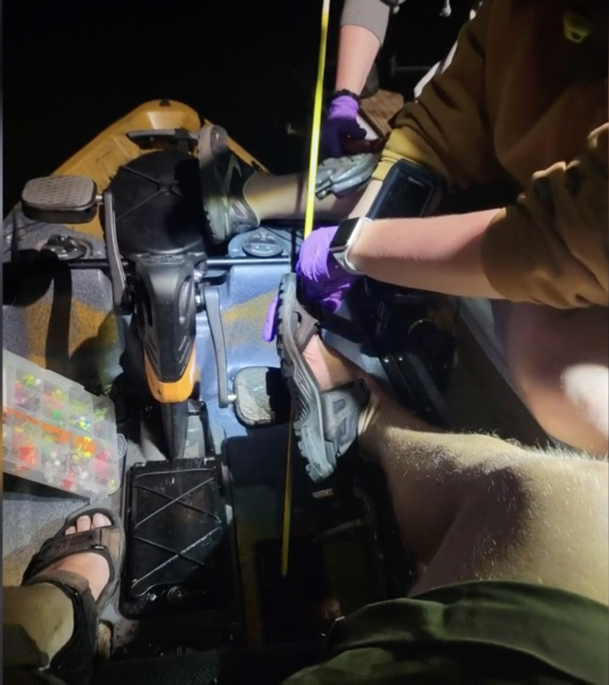 arrow through man's foot