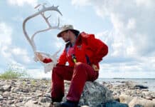 Expedition Canoeist Stephan Kesting Is Giving Death The Finger Stephan Kesting poses with caribou antlers during his solo expedition in the Barren Lands