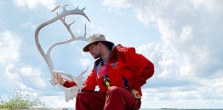 Expedition Canoeist Stephan Kesting Is Giving Death The Finger Stephan Kesting poses with caribou antlers during his solo expedition in the Barren Lands