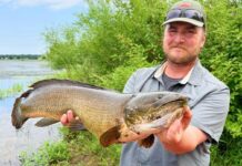 Minnesota Kayak Fisherman Breaks His Own State Bowfin Record Man with bowfin fish