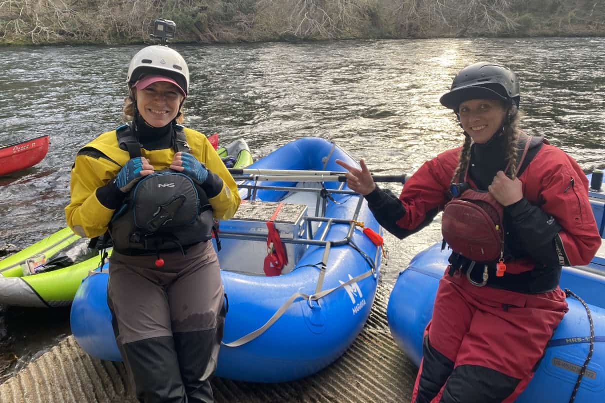Two rafters at the launch site.