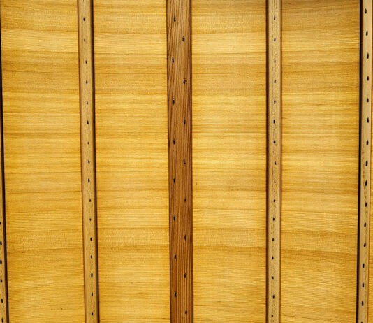 The (Almost) Lost Art Of Cedar Rib Canoe Construction close-up of cedar rib canoe construction